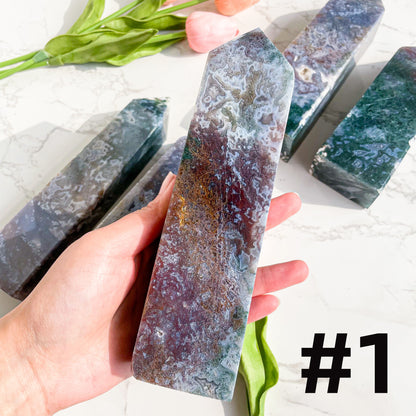 Colorful Moss Agate Tower