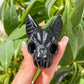 Black obsidian bat head carved
