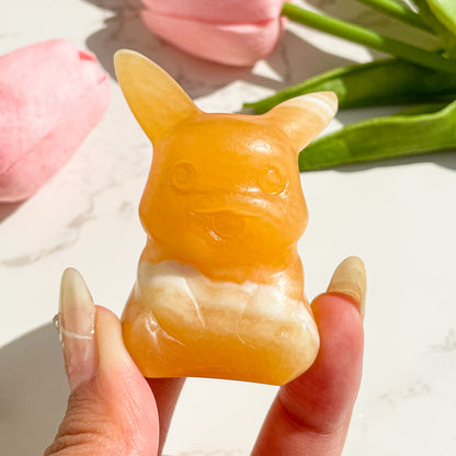 Orange Calcite Pikachu Carving