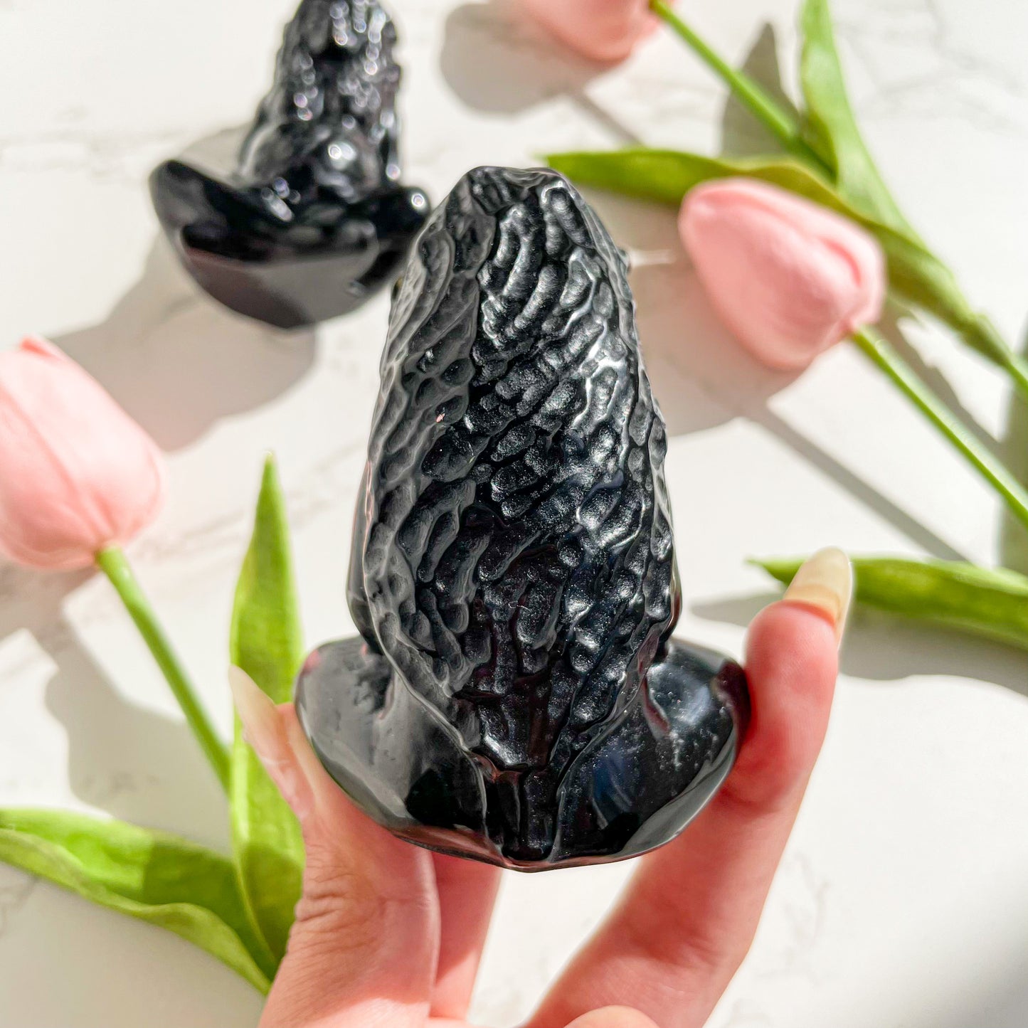 Obsidian Mother Earth carving