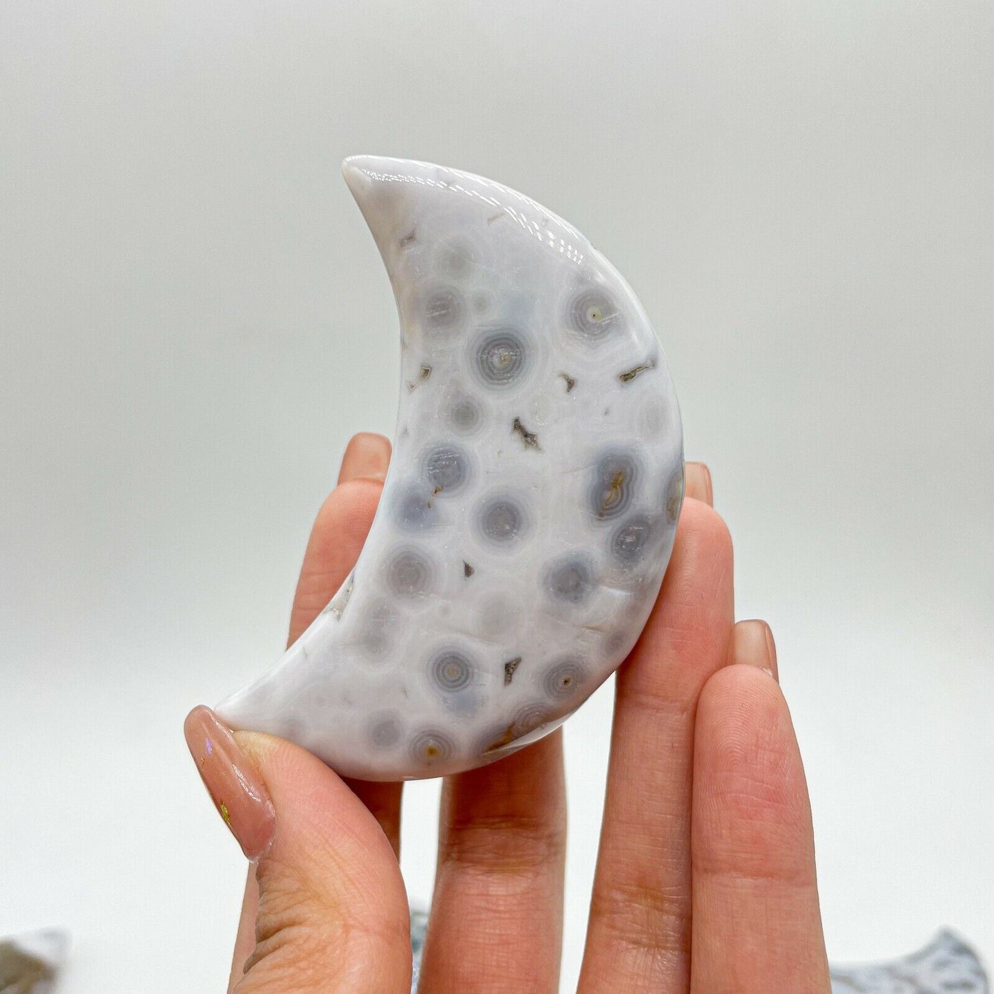 Collection ! Natural Amazing Orbicular Ocean Jasper Moon Reiki Stone Healing 11