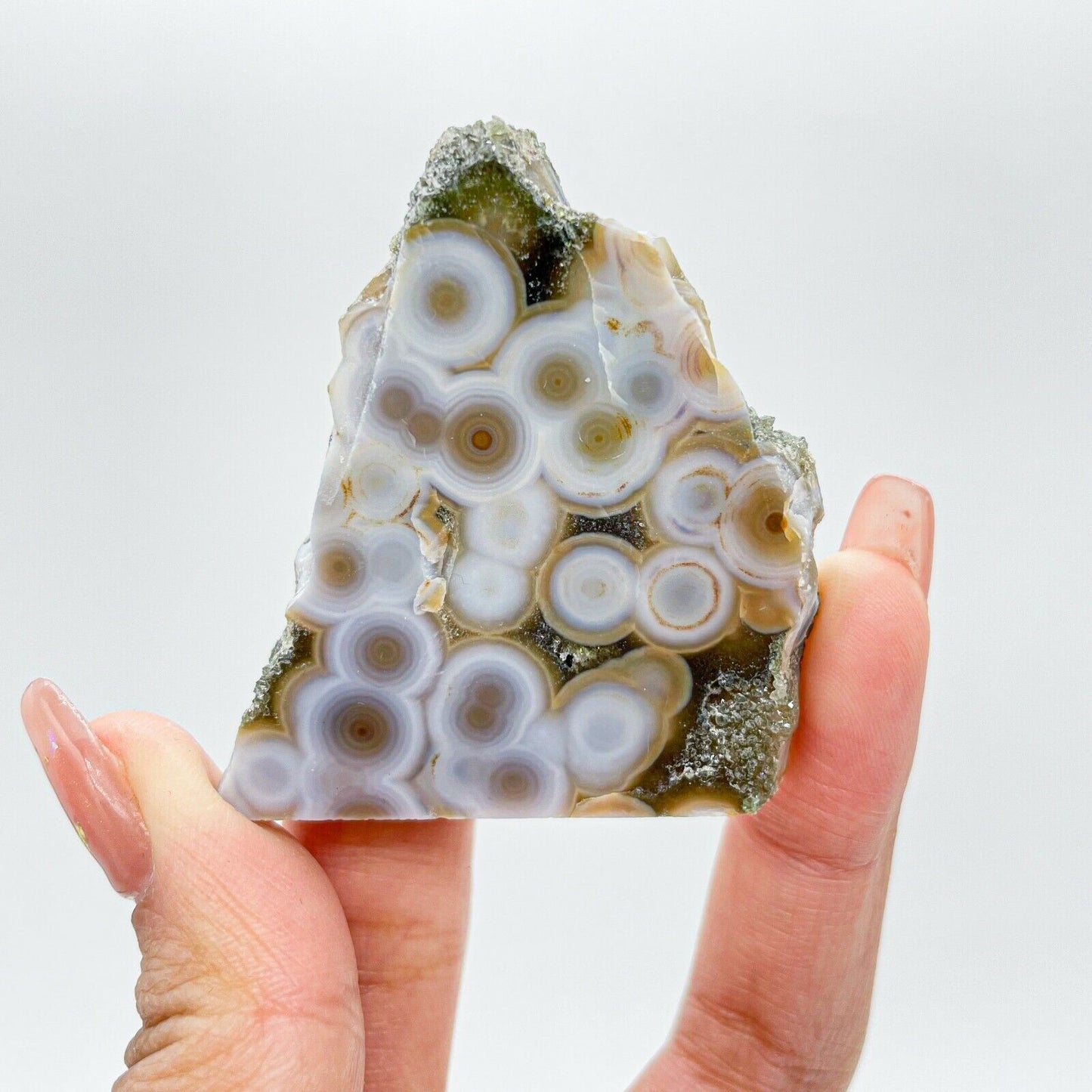 Collection ! Amazing Orbicular Ocean Jasper Agate Druzy Slab Reiki Stone Gift 03
